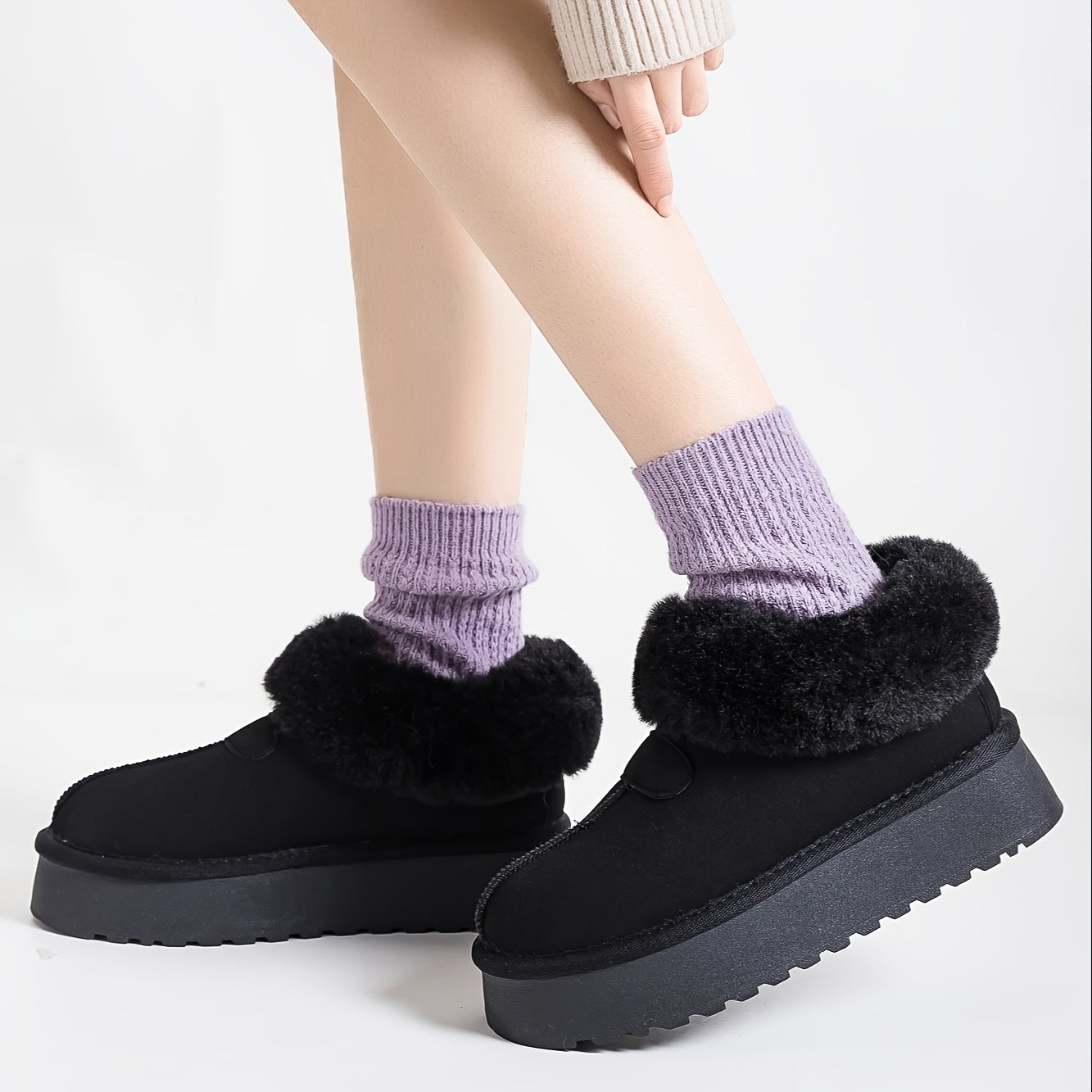 Winter Boots for Women - Fuzzy Memory Foam Platform, Fleece Lined, Anti-Slip, Faux Fur, Warm Outdoor Hiking Boots, Perfect Christmas Gift.