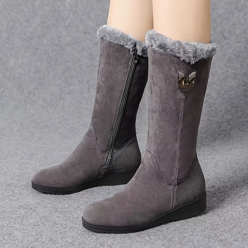 Snow boots winter new Women's boots with plush and thick midsole boots, Women's flat bottom anti slip boots