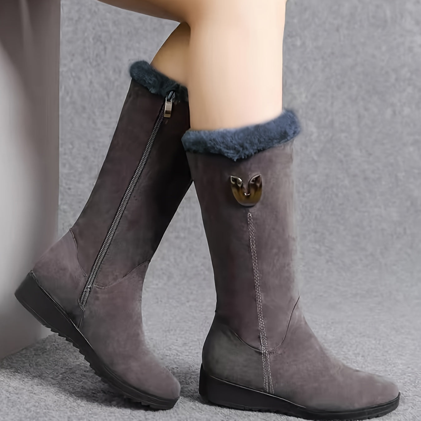 Snow boots winter new Women's boots with plush and thick midsole boots, Women's flat bottom anti slip boots