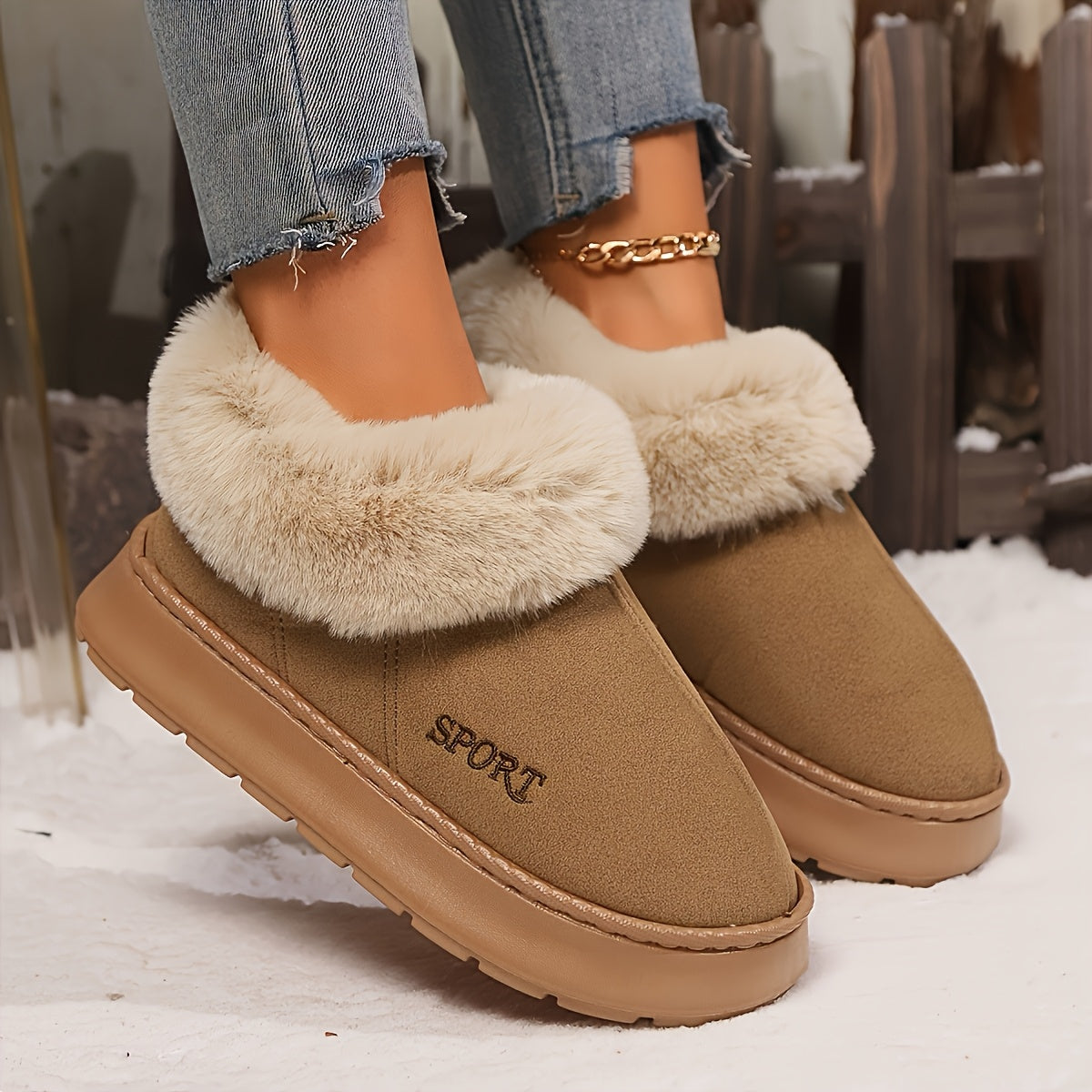 Cozy Plush-Lined Women's Slippers - Casual Indoor Home Shoes with EVA Sole, Soft Fabric Upper & Insole, Solid Color, All-Season Comfort