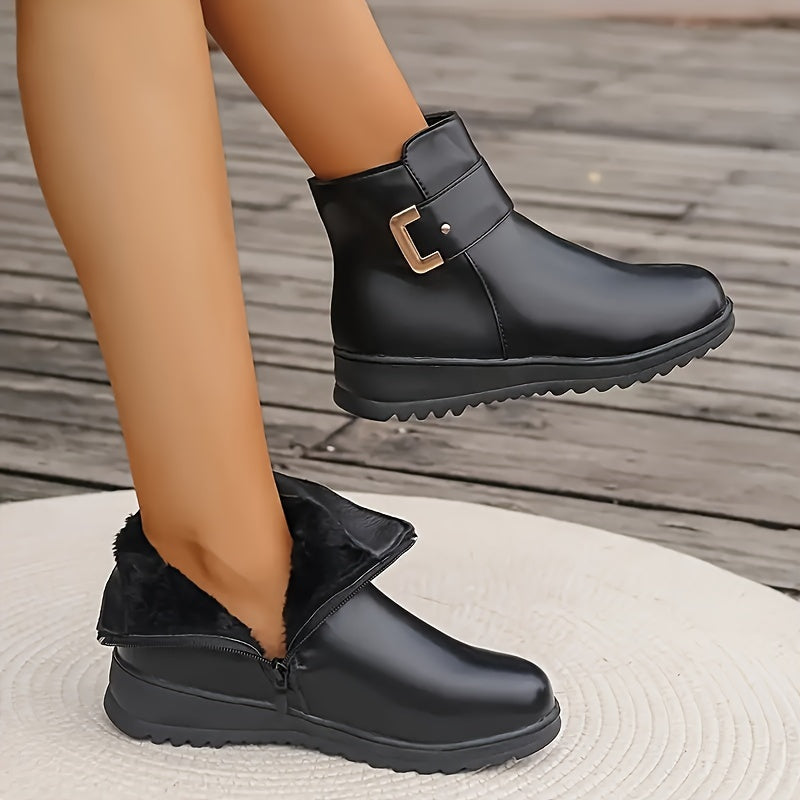 Thickened And Fleece-lined Short Boots, Regular Toe