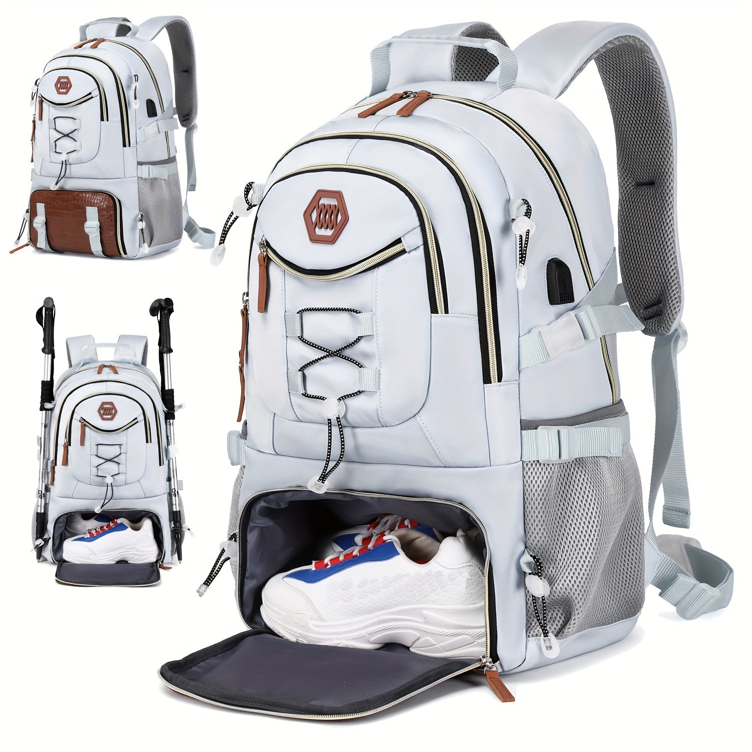 Outdoor Travel Backpack - Large Capacity Sports & Camping Bag, Laptop Backpack with Shoe Storage, Ideal for Men & Women, Perfect for School & Gifts.