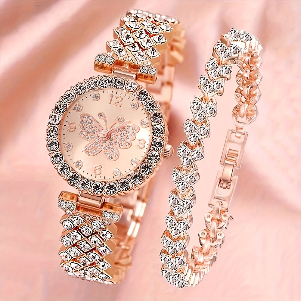 Elegant Butterfly Quartz Watch &amp; Bracelet Set