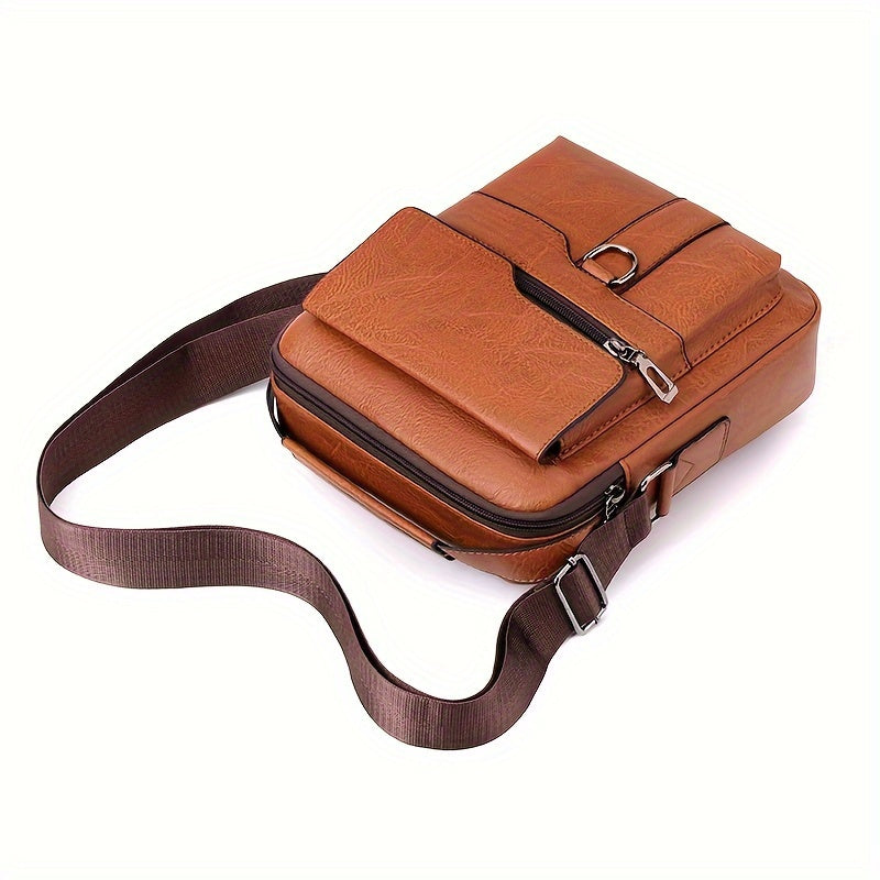 Men's Vintage PU Leather Shoulder Bag Men's Business Satchel Bag