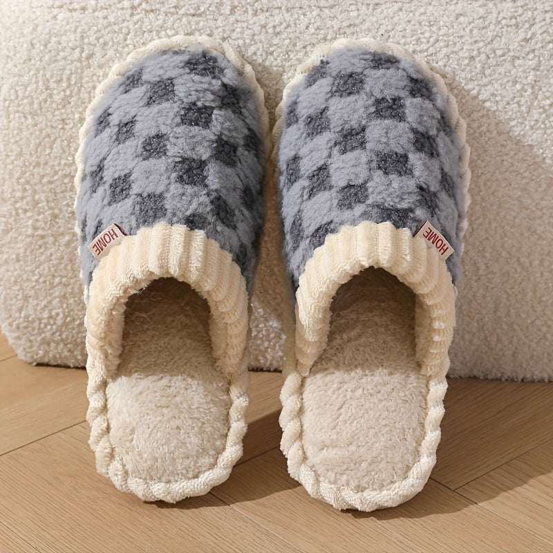 Cozy Winter Fuzzy Slippers - Soft, Warm, and Comfortable Closed-Toe Shoes for Indoor Bedroom Use - Plush Slip-On Design with Gentle Grip Sole