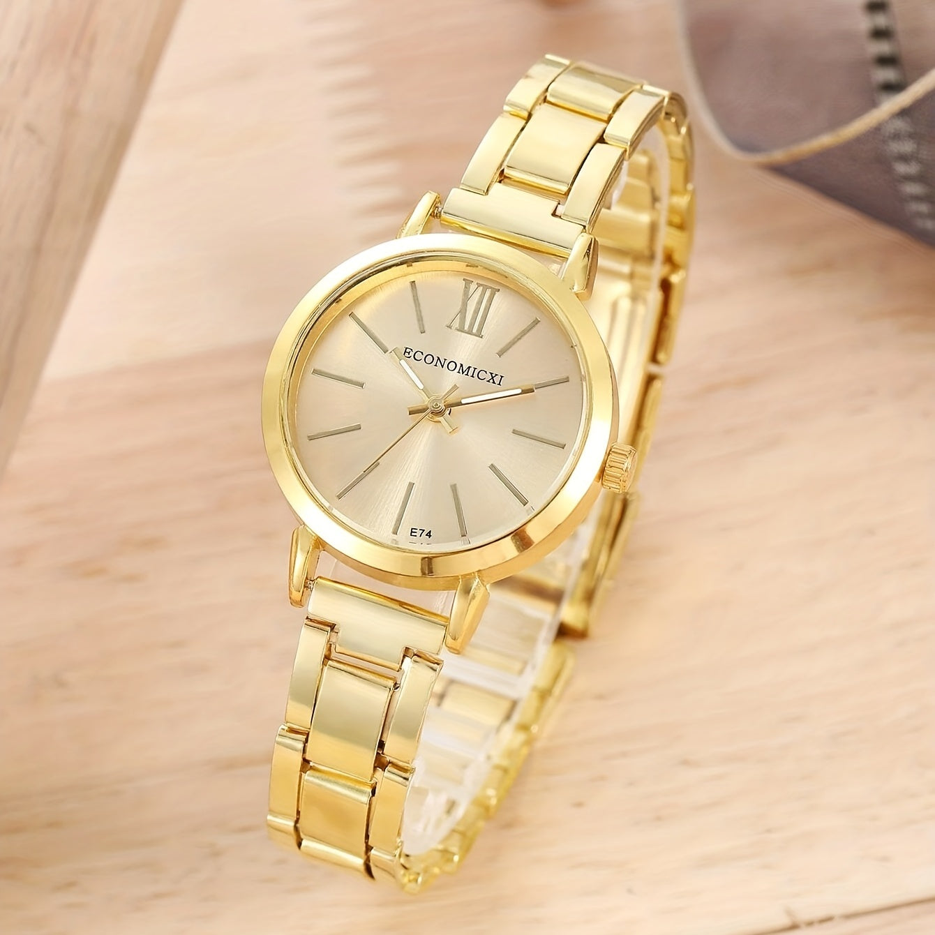 1pc/2pcs/set Women's Watch Hiphop Golden Fashion Quartz Watch & Love Bangle, Valentines Gift For Her