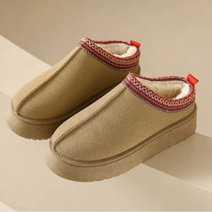 Women Lazy Leather Winter Warm Snow House Slipper Booties
