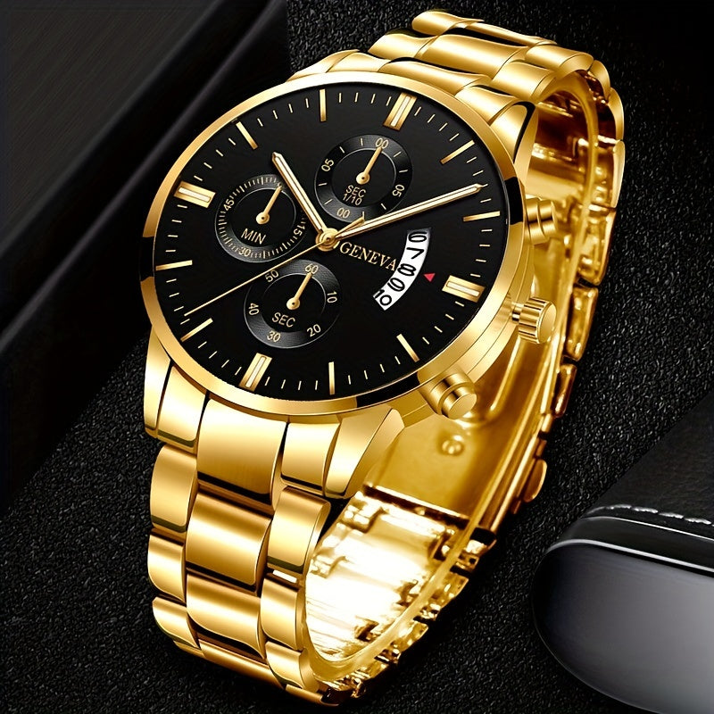 Fashion Mens Watch Casual Calendar Quartz Stainless Steel Wristwatch