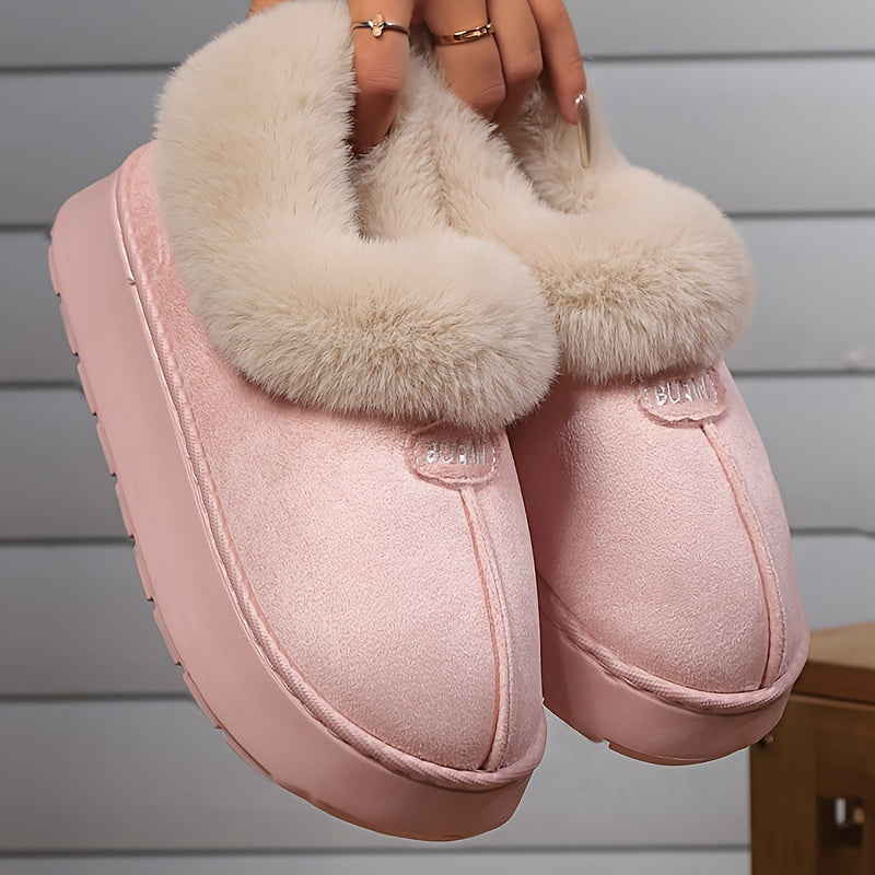 Warm Women's Cozy Winter Plush Fleece Slippers With Non-Slip Rubber Sole for Indoor & Outdoor Use