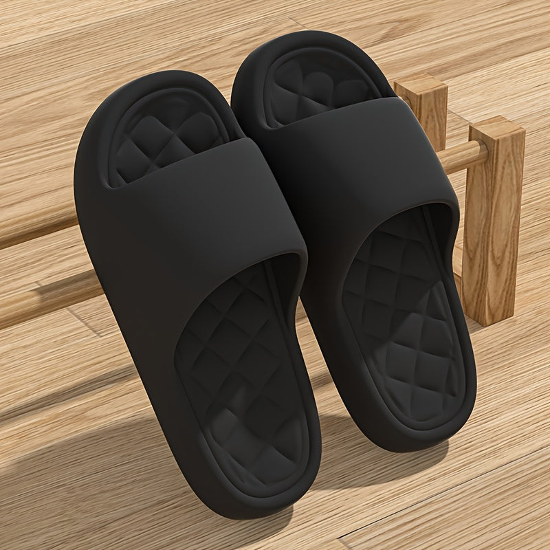 Women's Summer Slides - Solid Color, Non-Slip EVA Sole for Indoor & Bathroom Use, Thick Cushioned Comfort