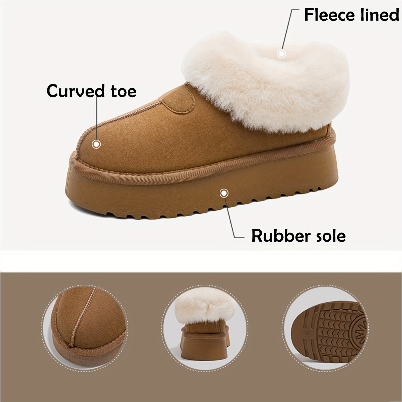 Winter Boots for Women - Fuzzy Memory Foam Platform, Fleece Lined, Anti-Slip, Faux Fur, Warm Outdoor Hiking Boots, Perfect Christmas Gift.