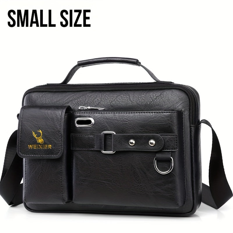 1/2pcs Men's Business Adjustable Strap Sling Bag, Casual PU Leather Shoulder Messenger Bag