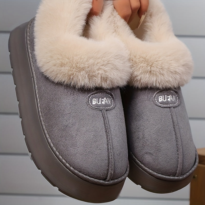 Warm Women's Cozy Winter Plush Fleece Slippers With Non-Slip Rubber Sole for Indoor & Outdoor Use