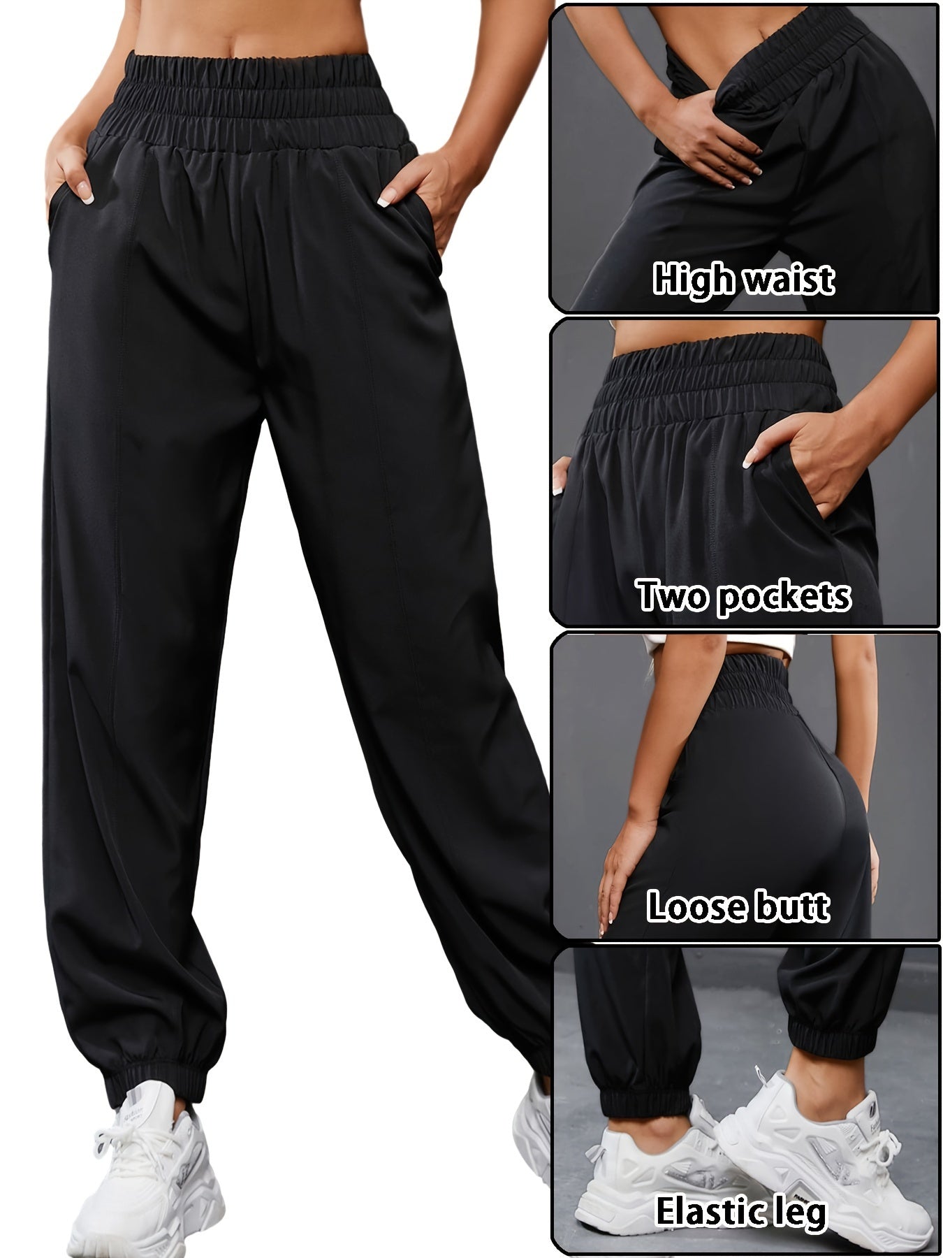 Women's Quick-drying Loose Casual Pants, Elastic Waist Running Jogger Pants, Women's Activewear