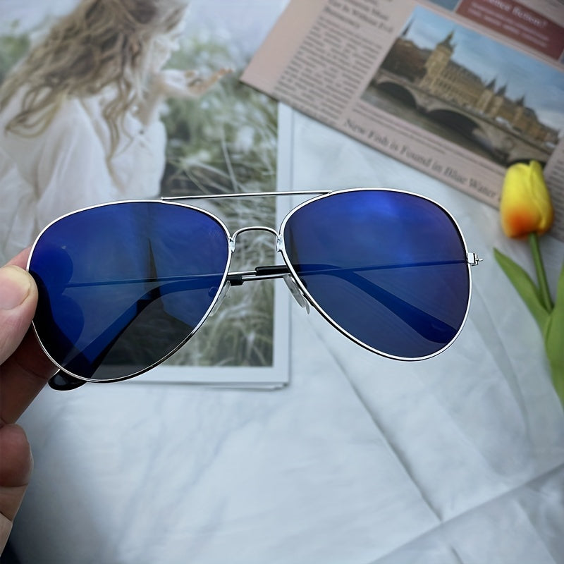 Fashionable Retro Color Mirror Glasses For Men And Women's Metal Frame Dazzling Color Coated Glasses