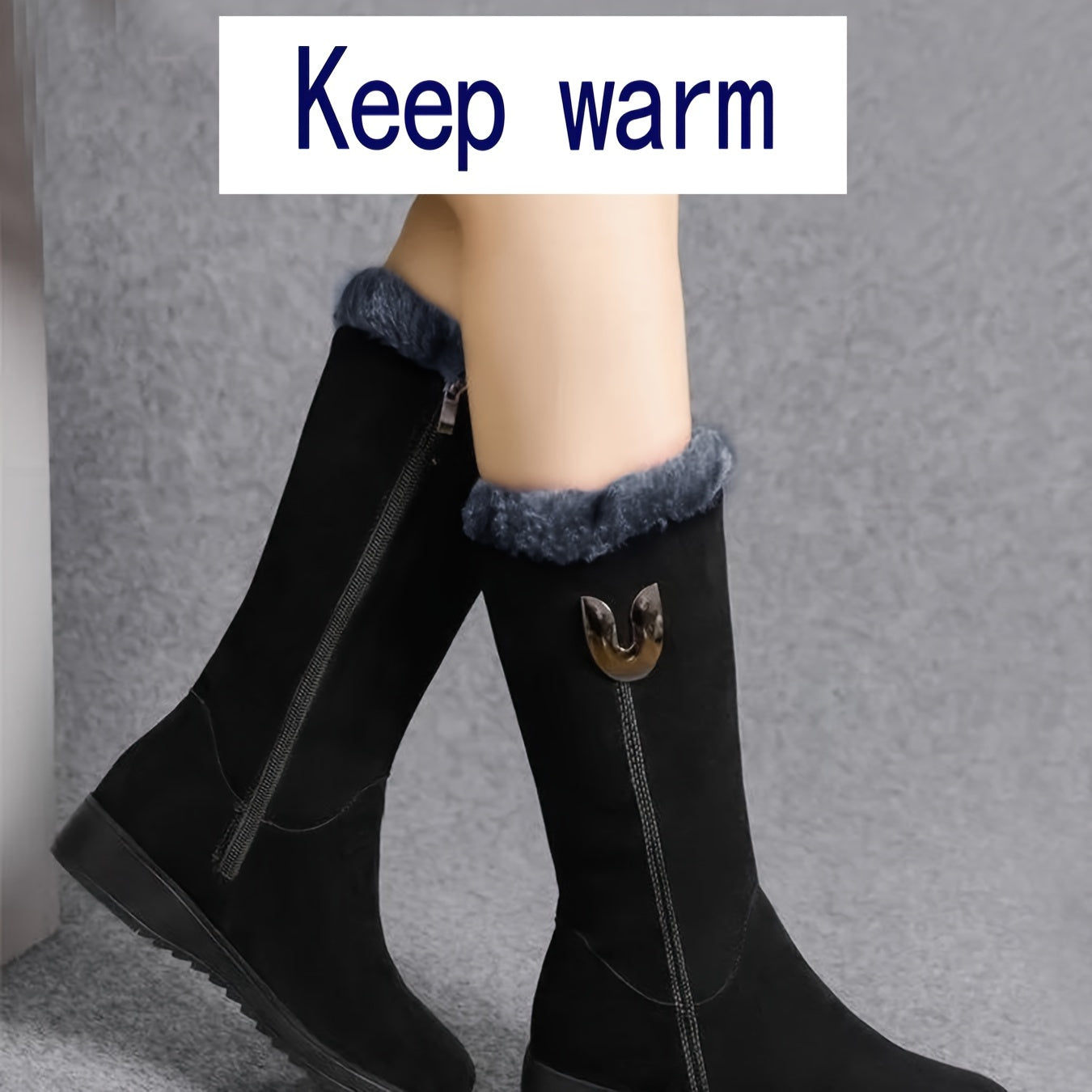 Snow boots winter new Women's boots with plush and thick midsole boots, Women's flat bottom anti slip boots