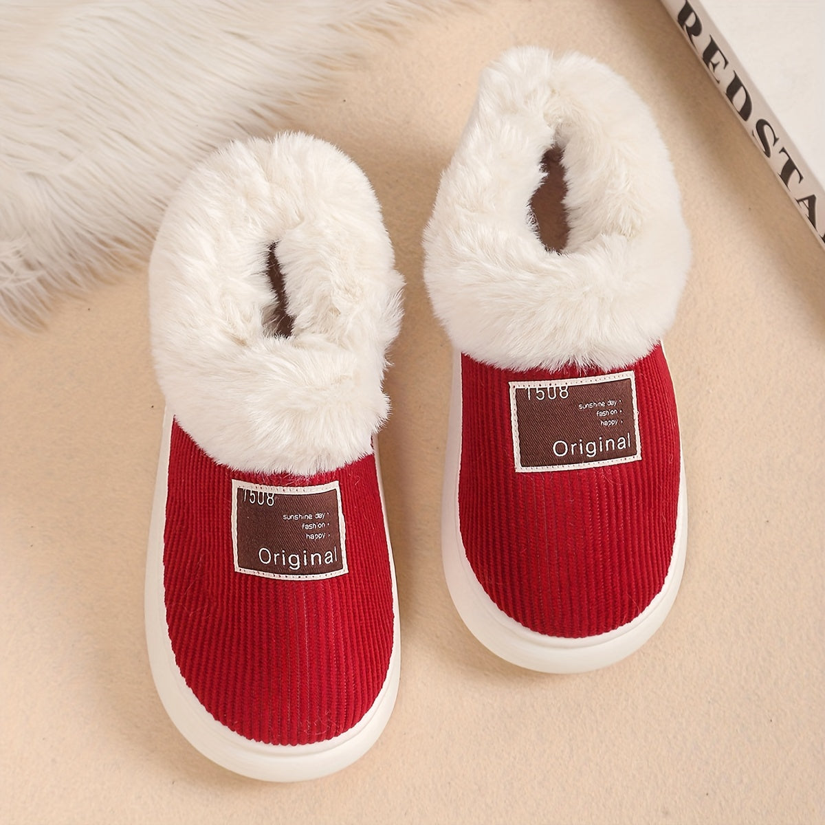 Women's Couples' Slippers - Winter Collection, High-Top Fleece, Cozy Indoor Shoes, Solid Color, EVA Sole.