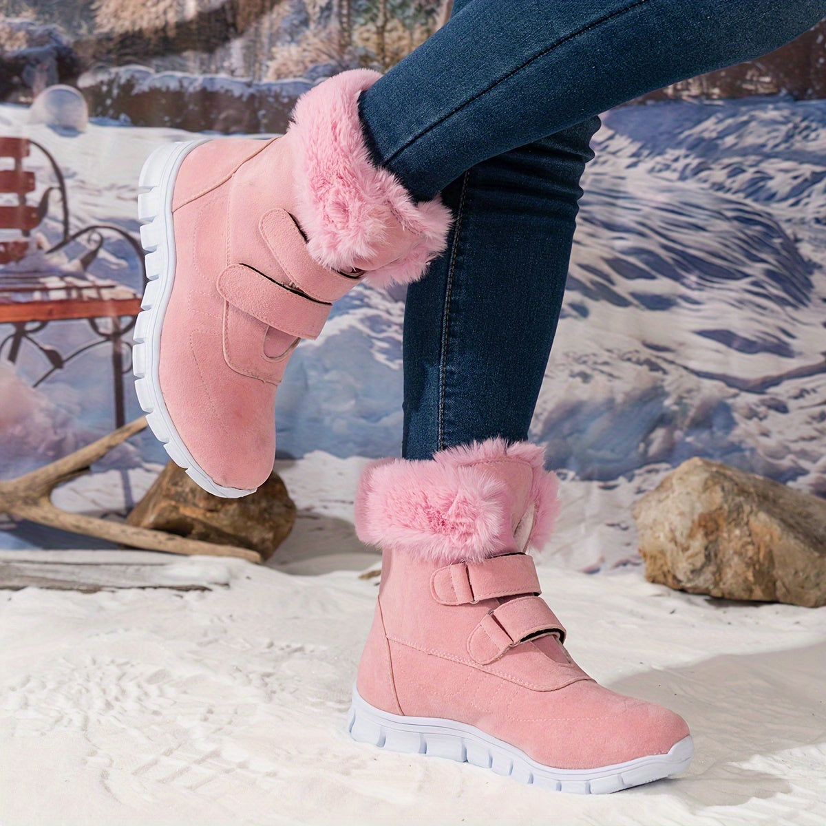 Women's Winter Snow Boots, Plush Lined Warm Ankle Boots with EVA Sole