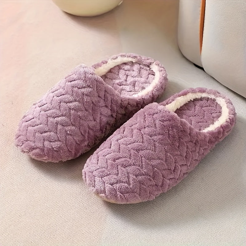 Women's Plush Indoor Slippers, Warm & Cozy Closed Toe Non Slip Shoes, Home Mute Slippers