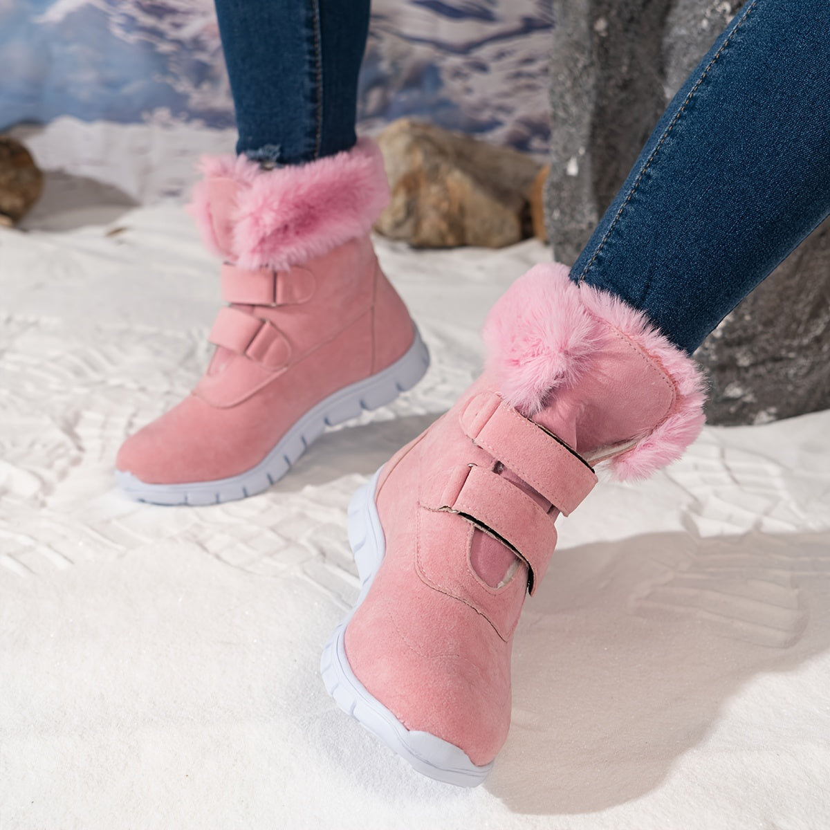 Women's Winter Snow Boots, Plush Lined Warm Ankle Boots with EVA Sole