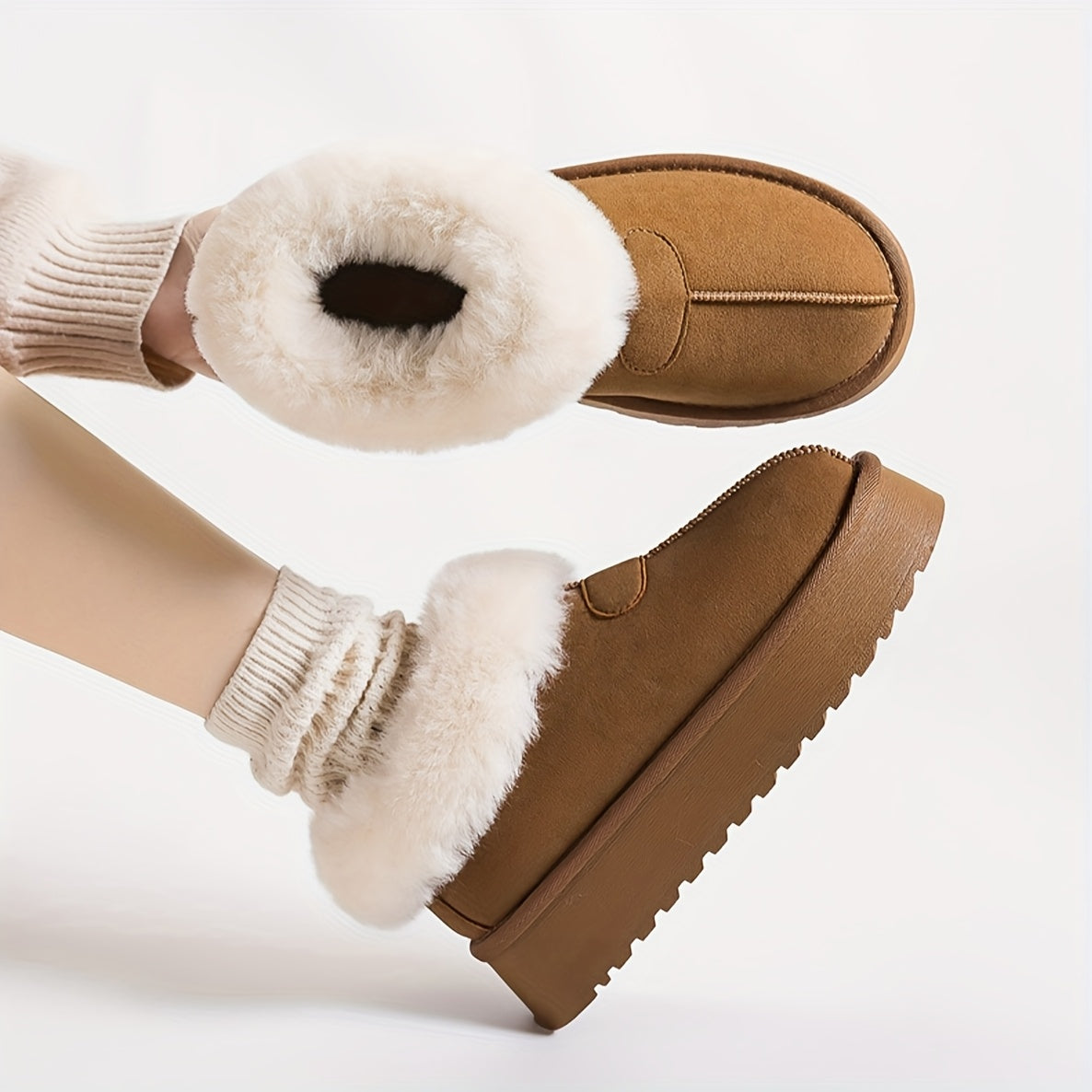 Winter Boots for Women - Fuzzy Memory Foam Platform, Fleece Lined, Anti-Slip, Faux Fur, Warm Outdoor Hiking Boots, Perfect Christmas Gift.