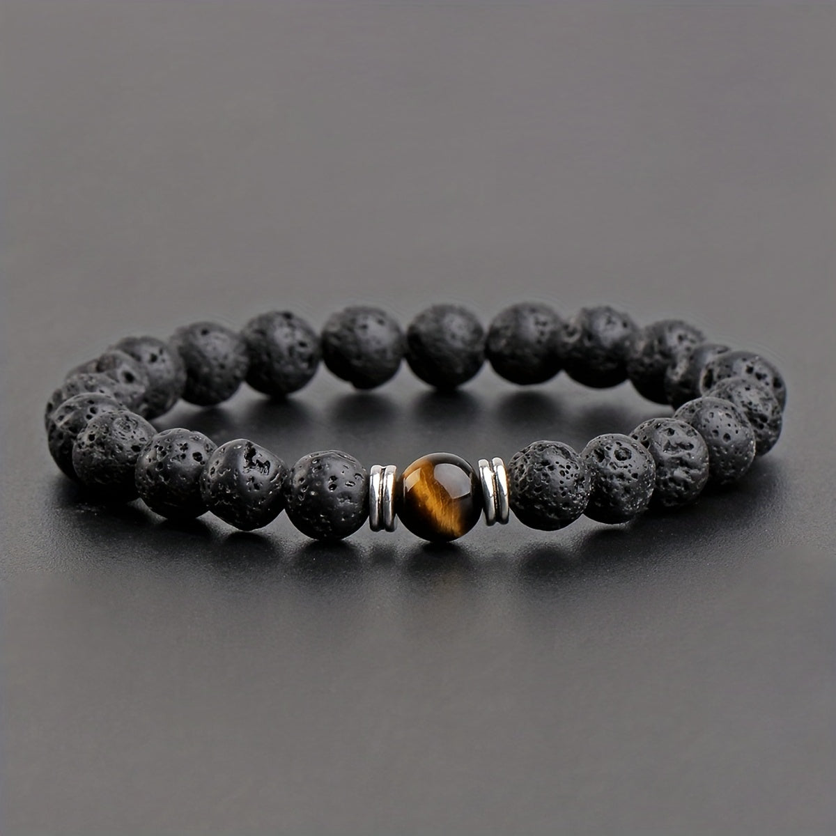 Men's Lava Stone Can Drop Essential Oil Bead Bracelet, Father's Day Gift