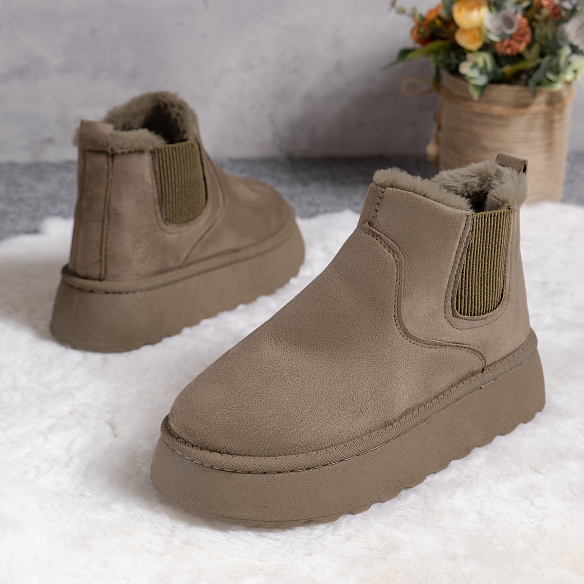 Cozy Winter Fluffy Boots - Thermal Insulated, Non-Slip, Soft Sole Platform Boots for Snow, Cold Weather & Outdoor Activities