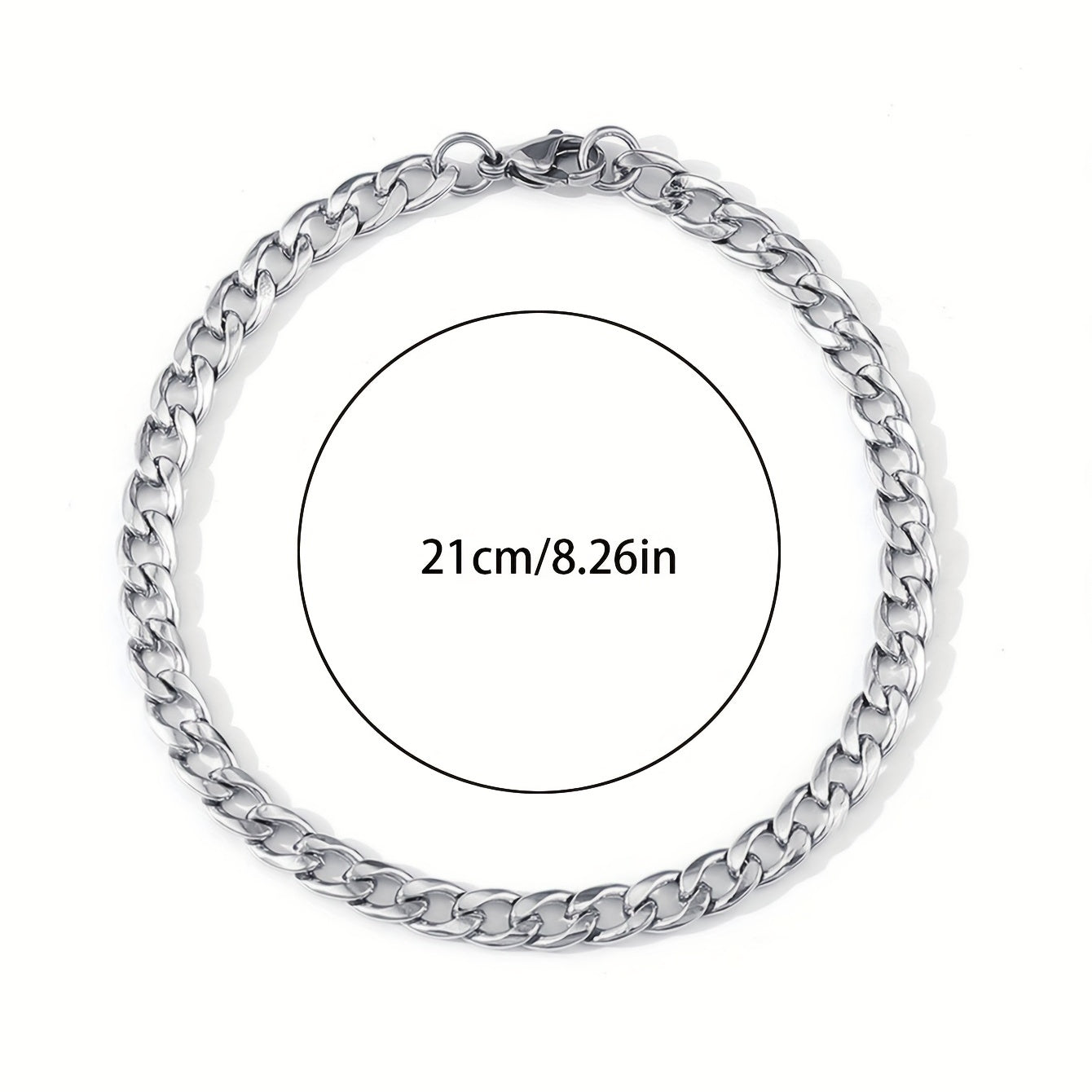 1pc Men's Minimalist Stainless Steel Chain Bracelet Hip Hop Jewelry