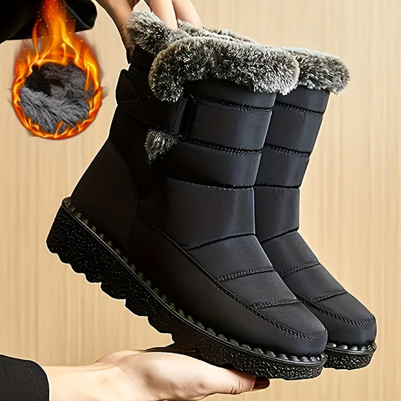 Winter Velvet Women's Snow Boots, Thick Sole Thickened Warm Outdoor Middle Boots, Light And Velvet Women's Boots