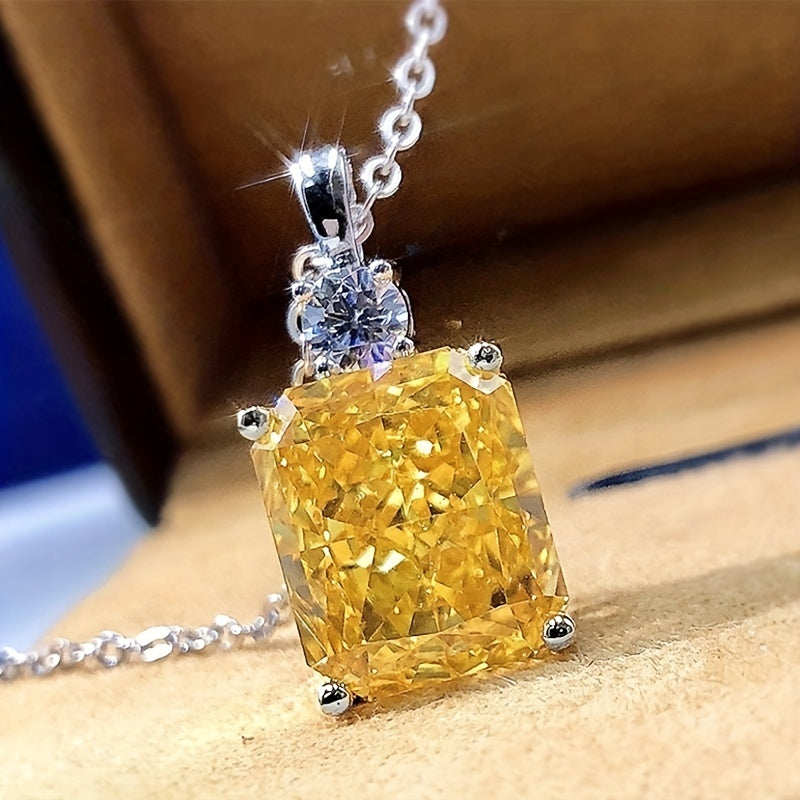 Citrine Gemstone Pendant Necklace Silver Plated Birthstone Delicate Jewelry Engagement Wedding Party Gift For Women