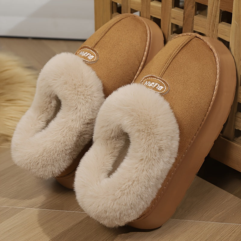 Warm Women's Cozy Winter Plush Fleece Slippers With Non-Slip Rubber Sole for Indoor & Outdoor Use