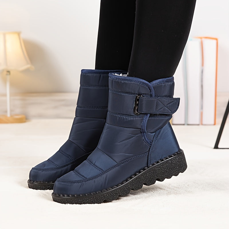 Non-slip Women's Round Toe Snow Boots with Faux Fur Liner, Mid Tube Winter Platform Outdoor Sneakers