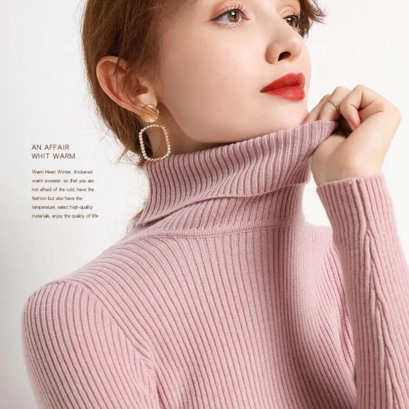 Women's Soft Turtleneck Cashmere Sweater Knitted Pullovers