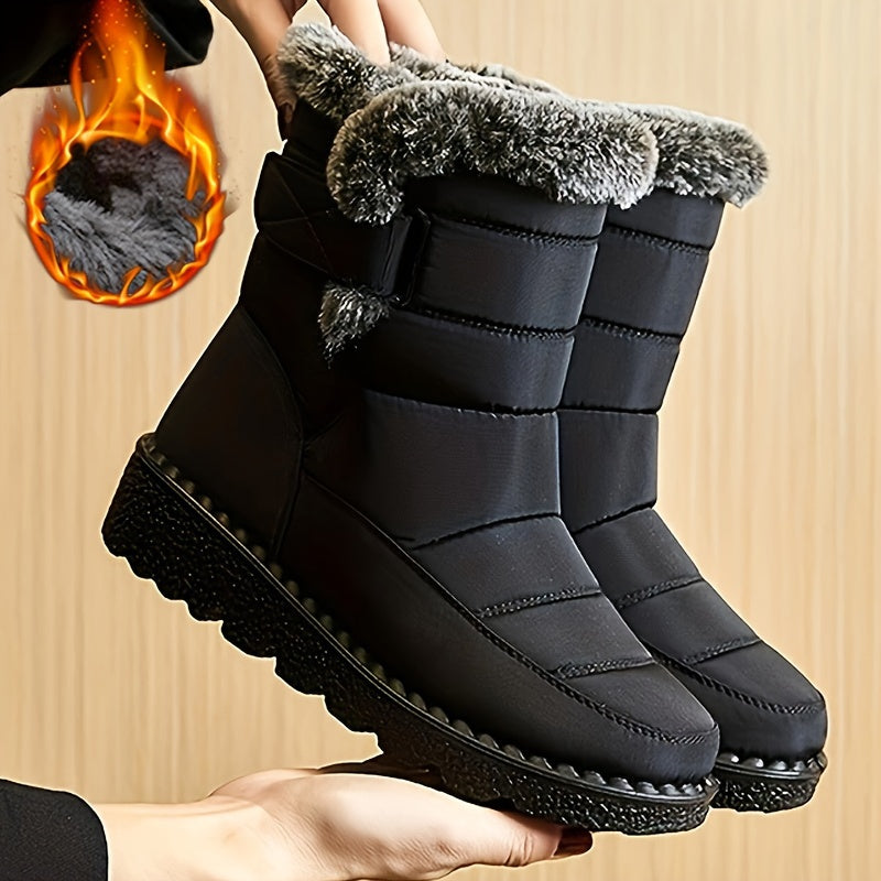 Womens Waterproof Winter Snow Boots - Cozy Plush Lined, Stylish Solid Colors, Warm & Rugged for Outdoor Adventures