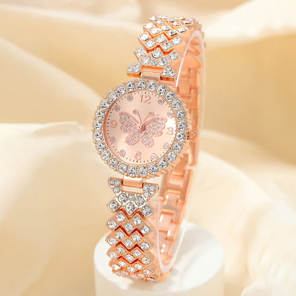 Elegant Butterfly Quartz Watch & Bracelet Set