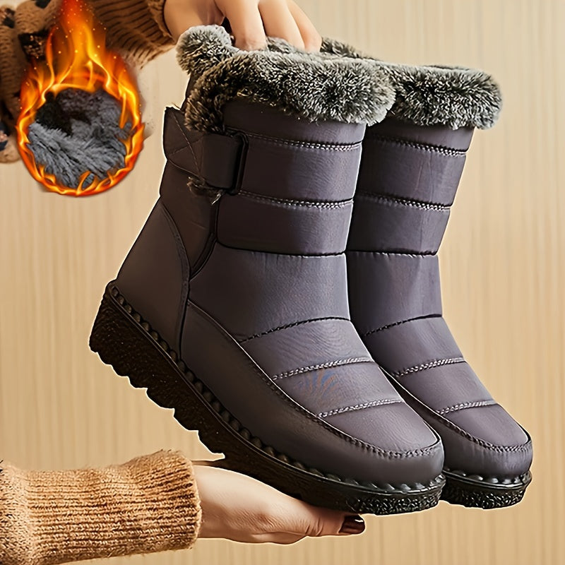 Womens Winter Wonderland Faux Fur Snow Boots - Waterproof, Anti-slip, Ultra-Soft Plush Inner, Thick Cushioned Sole, Luxurious Trim, Stylish Ankle Height