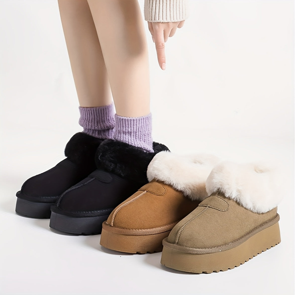 Winter Boots for Women - Fuzzy Memory Foam Platform, Fleece Lined, Anti-Slip, Faux Fur, Warm Outdoor Hiking Boots, Perfect Christmas Gift.