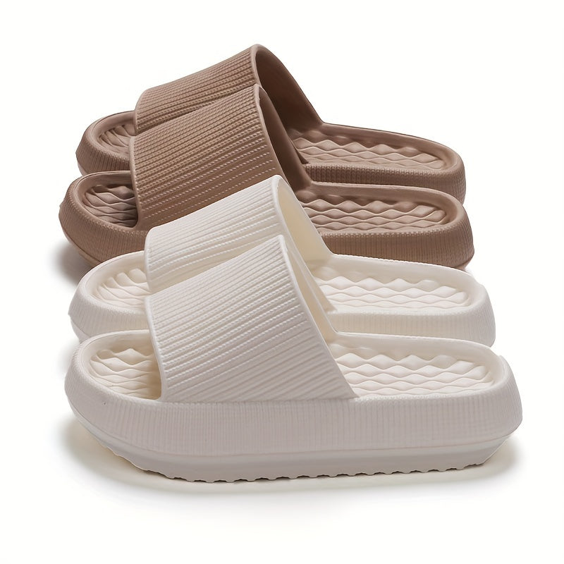 Simple Solid Color Slides, Casual Open Toe Soft Sole Shoes, Comfortable Indoor Home Bathroom Slides