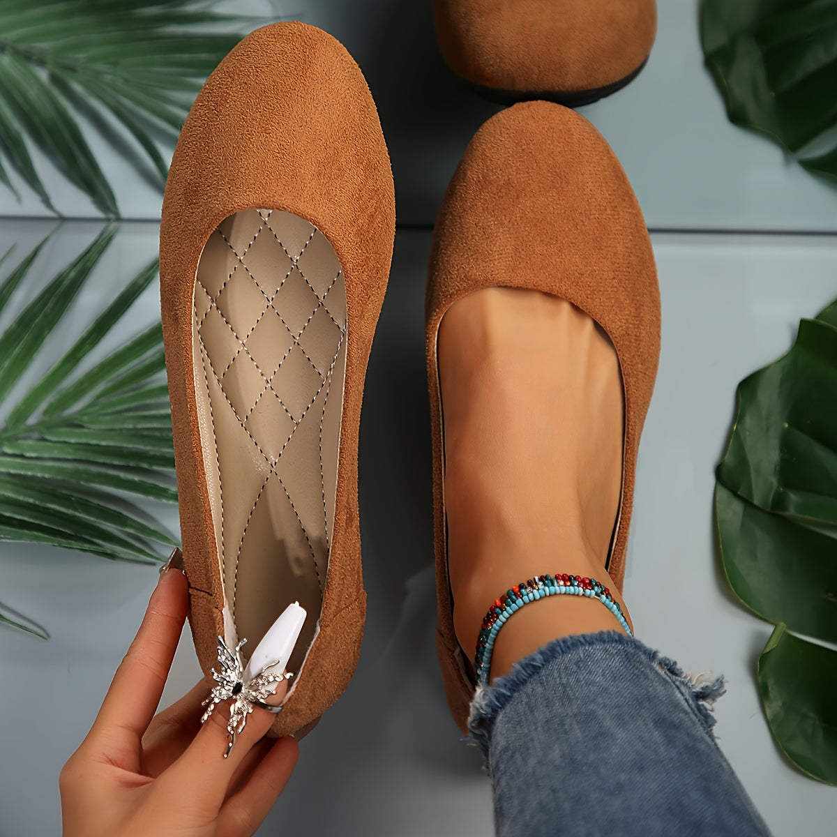 Vibrant Ballet Flats - Sleek Slip-On Shoes with Low-top Silhouette, Ultra-Flat Sole, and Lightweight Design for Casual Daily Wear