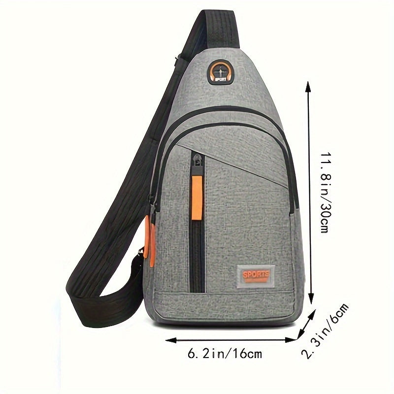 Chest Bag Men's Slant Shoulder Bag, Zippered Multi-layer Sports Crossbody Bag, Casual Travel Bag