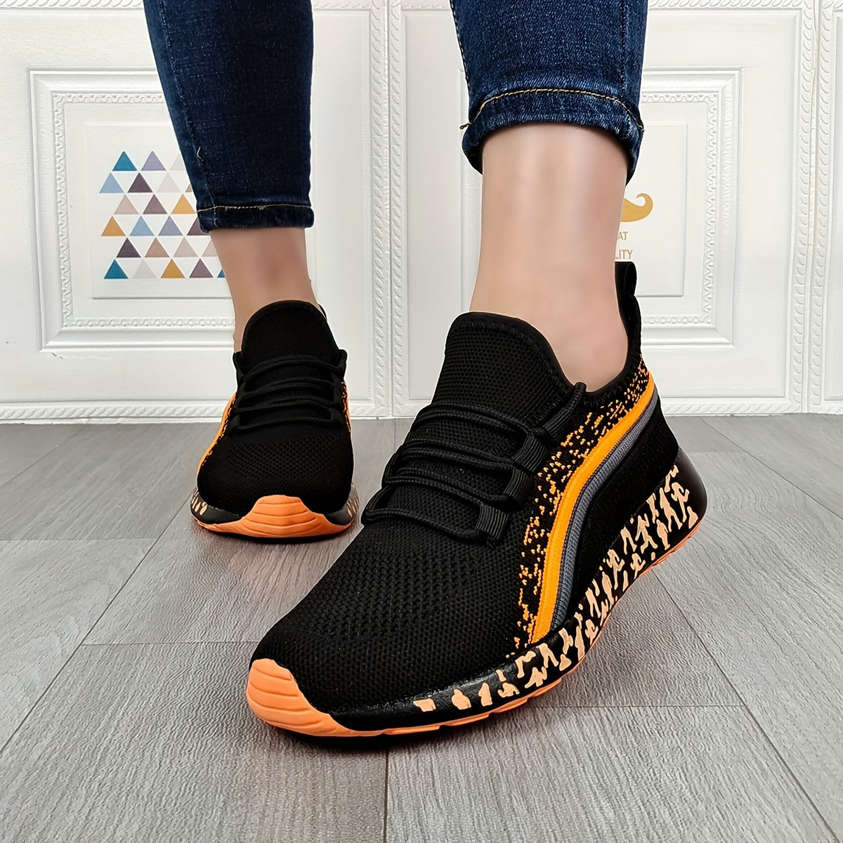 Women's Summer Sneakers, Breathable, Comfortable, Lightweight Non-slip Lace-up Shoes, Random Printed Sole Casual Running Shoes