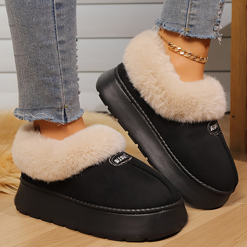 Warm Women's Cozy Winter Plush Fleece Slippers With Non-Slip Rubber Sole for Indoor & Outdoor Use