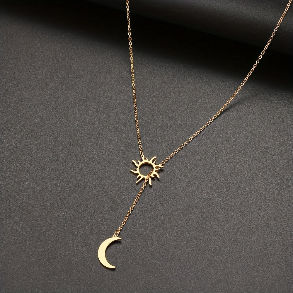 Stainless Steel Sun Totem & Moon Necklace For Women Exquisite Summer Party Friend Jewelry