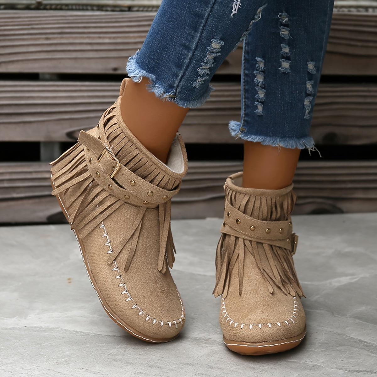 Stylish Tassel Short Boots - Comfortable Side Zipper Ankle Boots with Soft Insoles, Easy Slip-On Design for Winter, Versatile Casual Wear