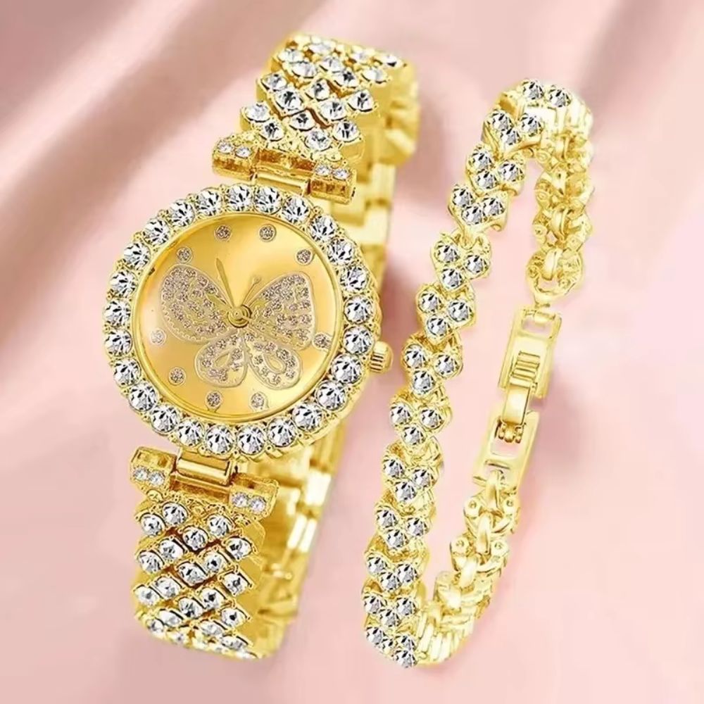 Elegant Butterfly Quartz Watch & Bracelet Set