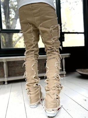 Men's Designer Patchwork Streetwear Denim Ripped Jeans
