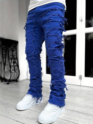 Men's Designer Patchwork Streetwear Denim Ripped Jeans