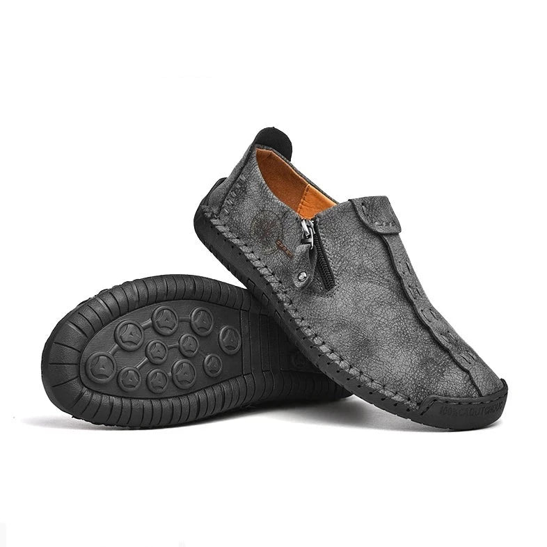 Men's Breathable Hand-Stitching Leather Slip-On Comfortable Shoes