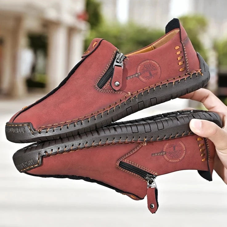 Men's Breathable Hand-Stitching Leather Slip-On Comfortable Shoes