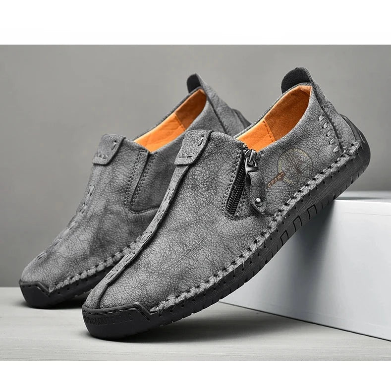 Men's Breathable Hand-Stitching Leather Slip-On Comfortable Shoes